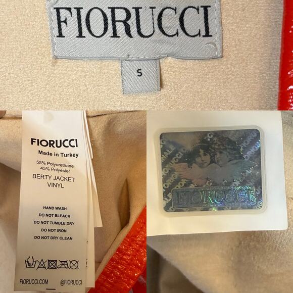 Fiorucci Berty Vinyl Jacket and Vinly Mini Skirt Set Matching Orange Outfit 2pc - Picture 7 of 10